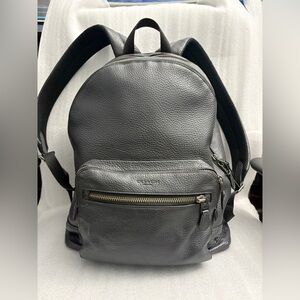Coach Navy Pebble Leather Backpack - Multiple Zipper Pockets - Laptop / iPad
